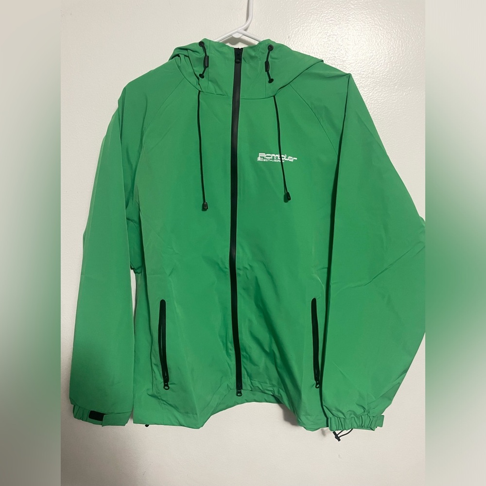 Green Windbreaker Hooded Jacket Hiking/Running